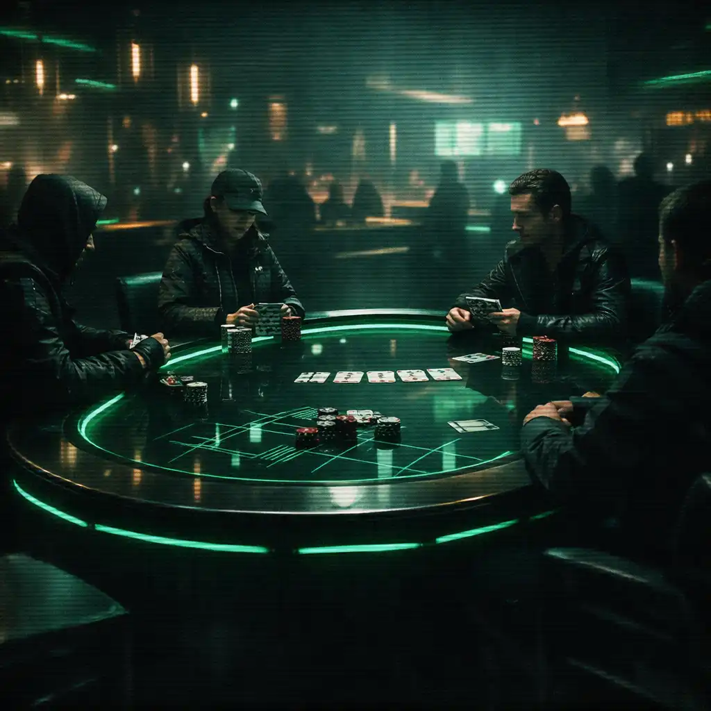 Stół pokerowy w nowoczesnej restauracji z neonowym oświetleniem