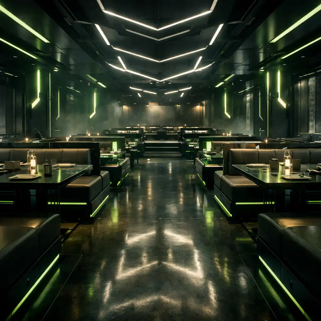 Futurystyczne wnętrze restauracji